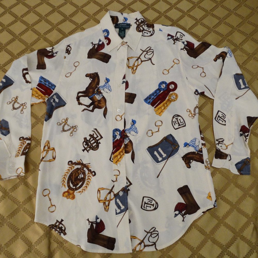 LAUREN RALPH LAUREN LONG SLEEVE EQUESTRIAN BLOUSE